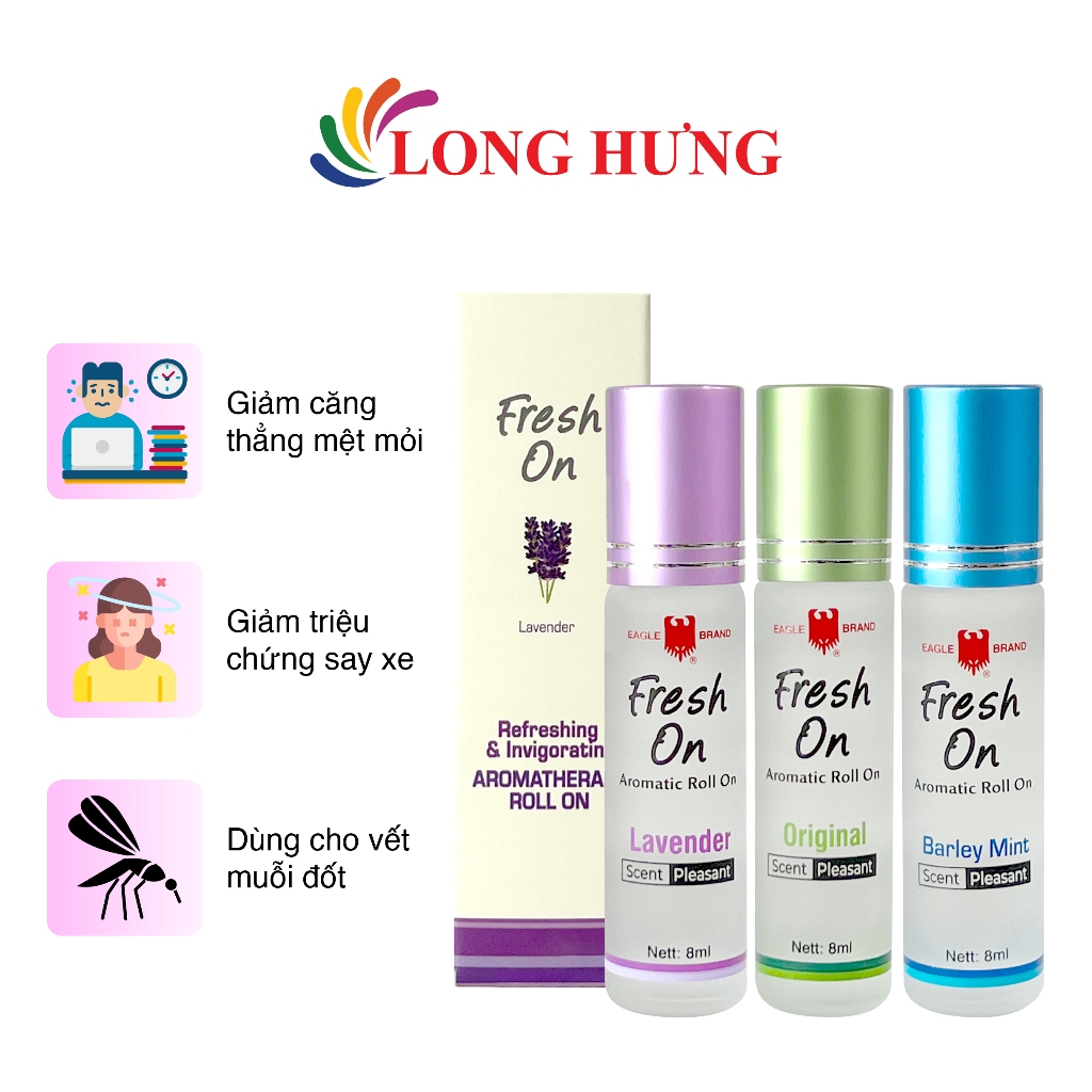 Combo Dầu lăn giảm căng thẳng Eagle Brand Fresh On (8ml)