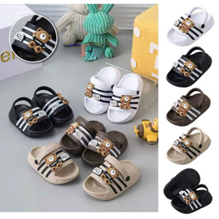 Dép bánh mì thiết kế kẻ sọc ngang cho bé trai bé gái có quai sau hở mũi siêu dễ thương