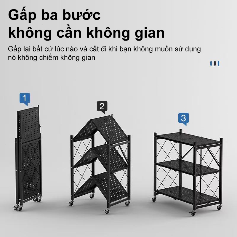 BMZAR Kệ Gấp Gọn kệ bếp để lò vi sóng kệ Để Đồ Đa Năng 3 / 4 / 5 tầng sơn tĩnh điện cao cấp (71/81/101cm) | BigBuy360 - bigbuy360.vn