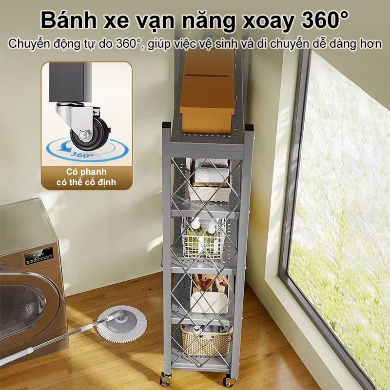 BMZAR Kệ Gấp Gọn kệ bếp để lò vi sóng kệ Để Đồ Đa Năng 3 / 4 / 5 tầng sơn tĩnh điện cao cấp (71/81/101cm) | BigBuy360 - bigbuy360.vn