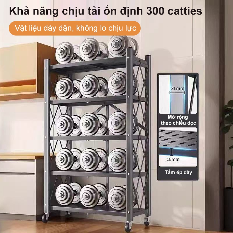 BMZAR Kệ Gấp Gọn kệ bếp để lò vi sóng kệ Để Đồ Đa Năng 3 / 4 / 5 tầng sơn tĩnh điện cao cấp (71/81/101cm) | BigBuy360 - bigbuy360.vn