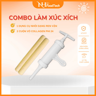  Combo 2 cuộn vỏ collagen + 1 bộ nhồi xúc xích nhồi lạp xưởng bằng tay  làm cho 8.5kg thành phẩm  