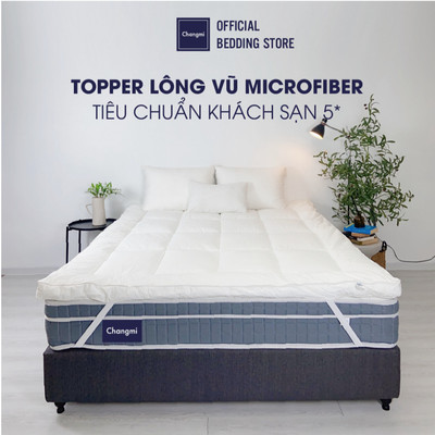 Topper cao cấp lông vũ nhân tạo Microfiber Hàn Quốc 7cm siêu êm Changmi Bedding chuẩn khách sạn 5 sao
