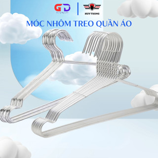 Bộ 50 Móc Nhôm treo đồ Huy Tưởng, Móc quần áo Chống Trượt, Móc Treo Đồ Người Lớn Chống Rỉ 18x37.5cm