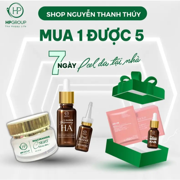 Combo Tinh Chất Peel Retinol 5ml + Serum Tinh Chất Ha 20ml + Kem Phục Niacinamide 20g