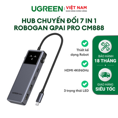 Hub chuyển đổi Type C Ugreen 7 in 1 Robogan QPai Pro CM888 | Truyển tải dữ liệu nhanh chống | Bảo hành 18 tháng 1 đổi 1
