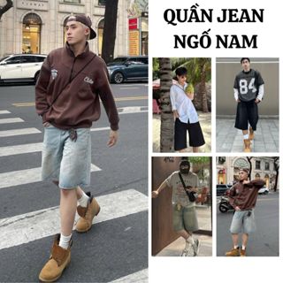 Quần short Ngố Jean Lửng Nam ống rộng form lửng phong cách hàn quốc Bigsize FABUMAN