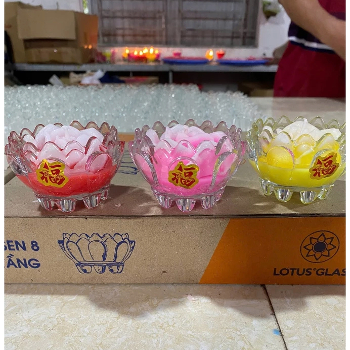 Ly Nến Sen 3 Tầng 12 Ly - Nến Cốc Nghệ Thuật 11 Giờ