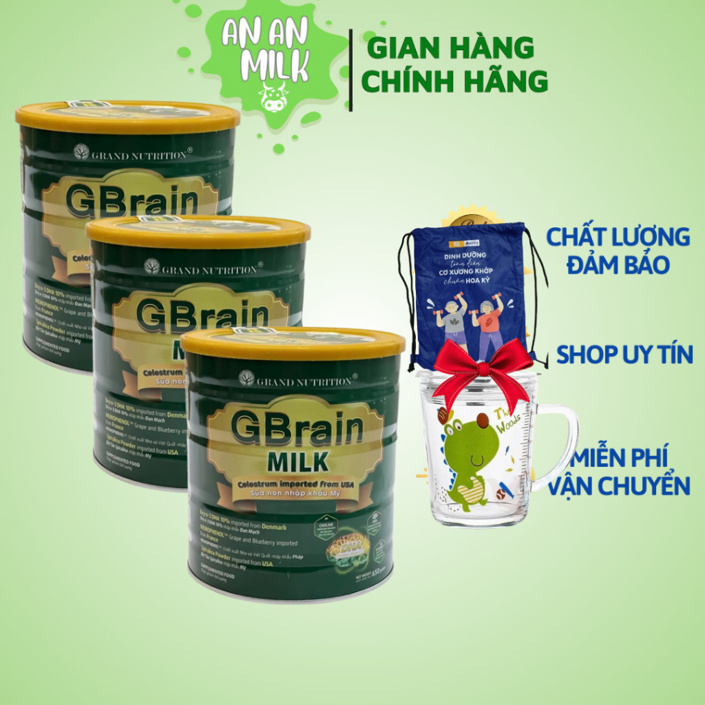 [COMBO 3 LON] Sữa tảo trí não Gbrain Milk - hỗ trợ phát triển não bộ và cải thiện khả năng ghi nhớ