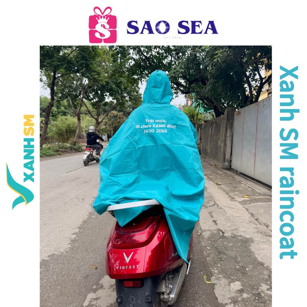 [Áo mưa đơn] Áo mưa Xanh SM chuẩn hãng cho tài xế xe điện, áo mưa Green SM. XanhSM raincoat for bike