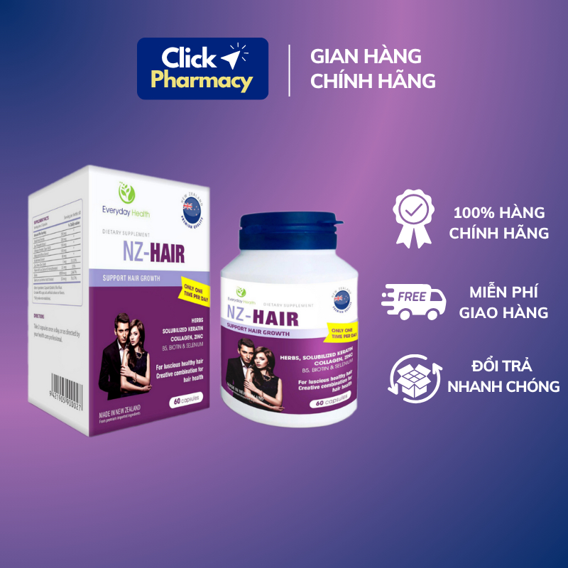 Viên uống Everyday Health NZ-Hair - giúp tóc mềm mượt, chống rụng và phục hồi hư tổn