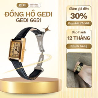 Đồng Hồ Nữ Gedi 6651 Dây Da Mặt Vuông Cổ Điển Mặt Số La Mã Chống Nước 3ATM - Bảo Hành 12 Tháng