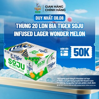 Nồng độ cồn 4% - Thùng 20 Lon Bia Tiger Soju Infused Lager Wonder Melon (vị Soju Dưa Lưới) 330ml/Lon
