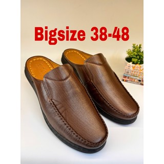 Sục Nam Da Bò Thật 100% Sapo Tuổi Trung Niên Màu Nâu S25 Giày Hở Gót Nam Da Bò thật 100% Mềm Êm Chân ,Giày SAGO’S