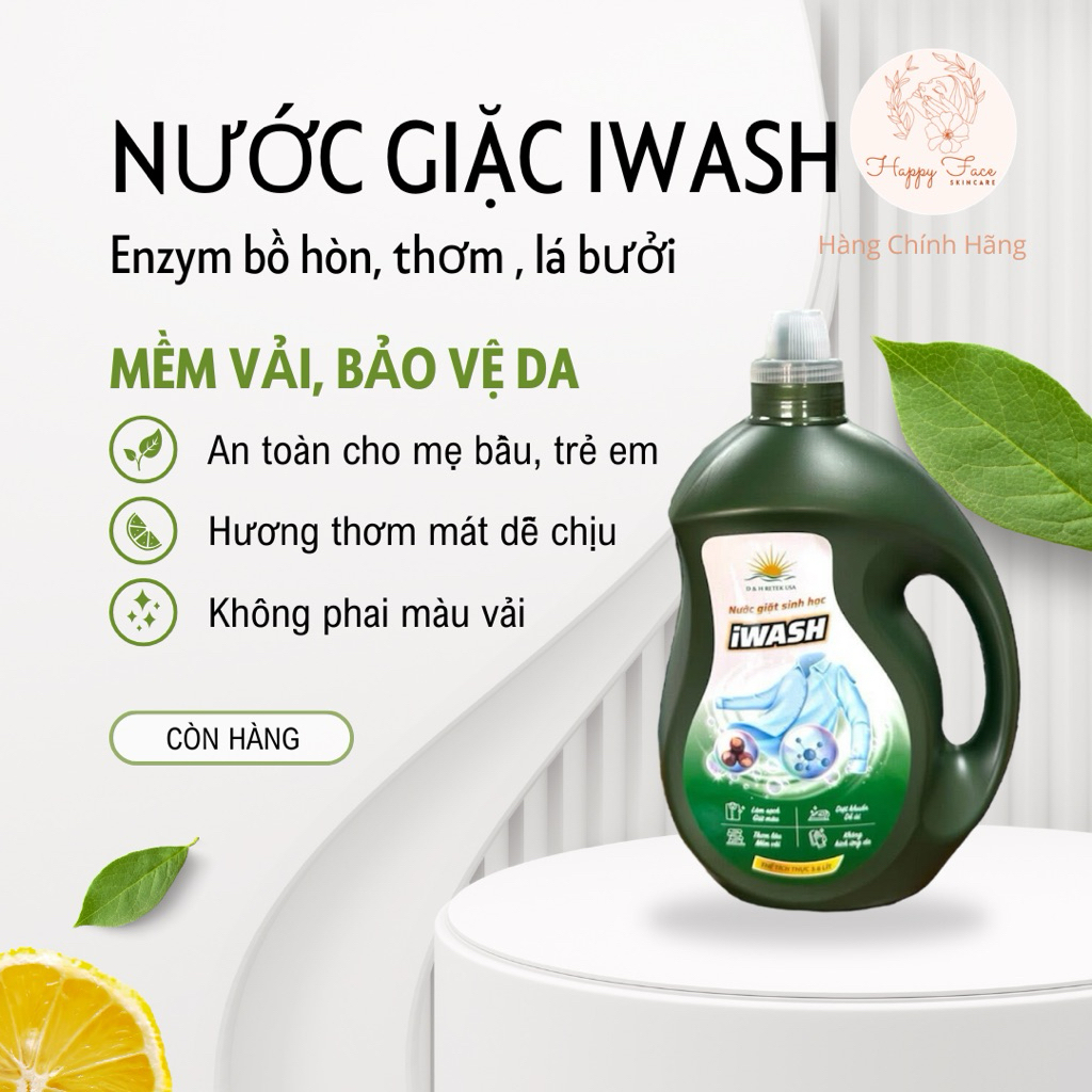 Nước giặt sinh học iwash an toàn, lành tính cho da