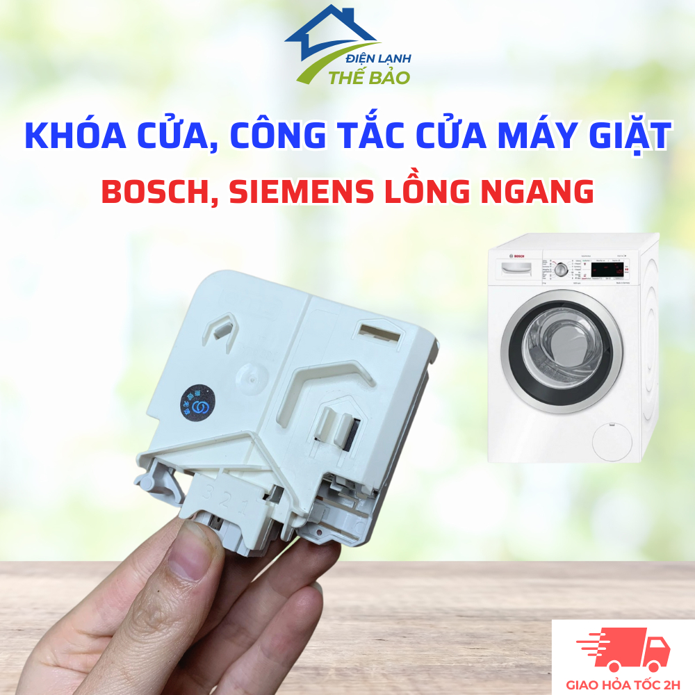 Khóa Cửa Công Tắc Cửa Máy Giặt Bosch Siemens Lồng Ngang, Linh Kiện Máy Giặt Bosch, Linh Kiện Máy Giặ