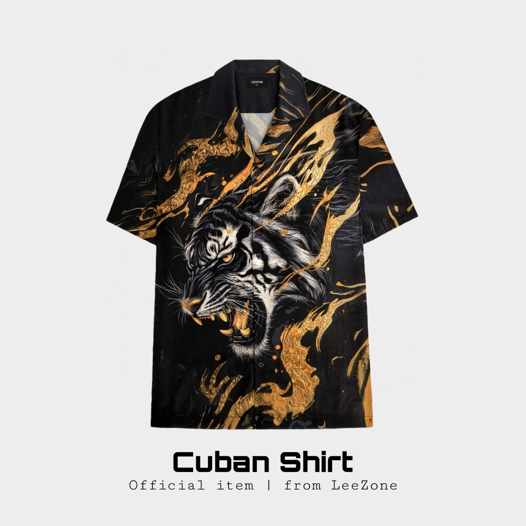 Áo sơ mi Cuban LeeZone form rộng, chất vải lụa thoáng mát |Sơ mi Hổ Vương