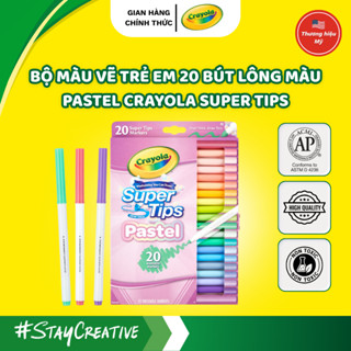 Bộ Màu Vẽ Trẻ Em 20 Bút Lông Marker Super Tips Crayola Màu Pastel Washable, Vẽ Mịn Không Lem Mực