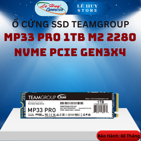 SSD TeamGroup MP33 Pro 1TB M2 2280 NVMe PCIe Gen3x4 - Hàng Chính Hãng