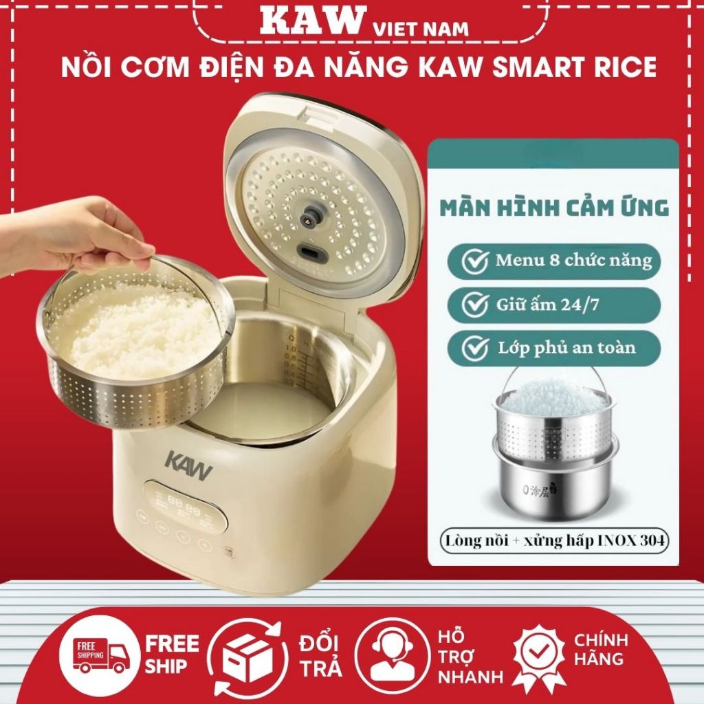 Nồi Cơm Điện Cảm Ứng KAW smart rice, 8 Chức Năng Nấu, Hẹn Giờ An Toàn, Ruột Nồi Chống Dính Cao Cấp