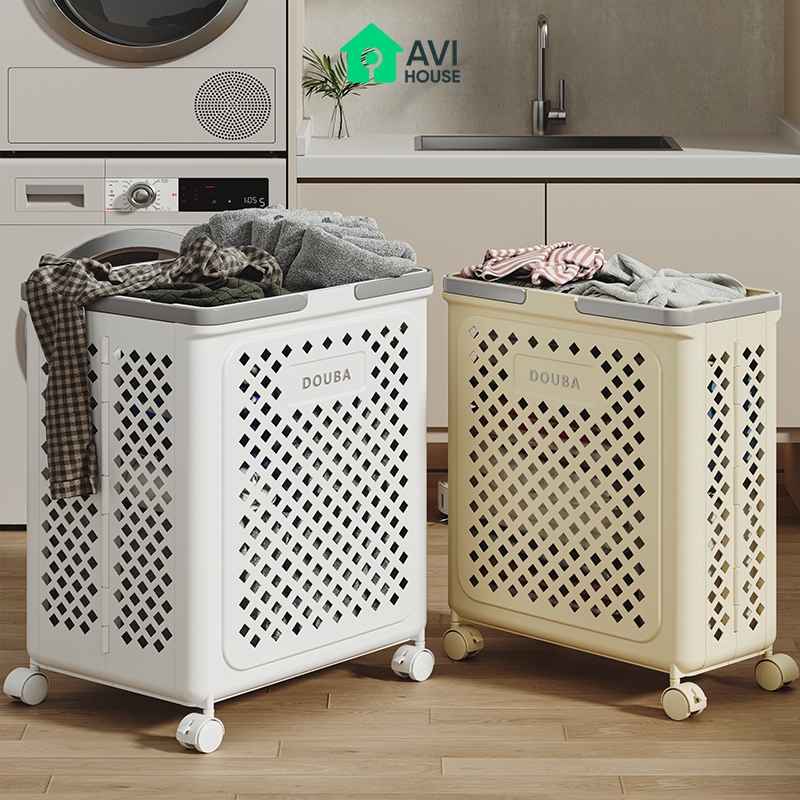 Giỏ Đựng Quần Áo Đa Năng Có Bánh Xe Gấp Gọn Douba – Đựng Đồ Giặt, Dụng Cụ Học Tập, Đồ Chơi – Thiết Kế Lưới Thoáng Khí