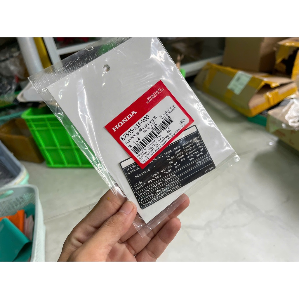 Tem Thông Số Lốp AB 20 , 21 zin ( miếng ) 87505K1FV00