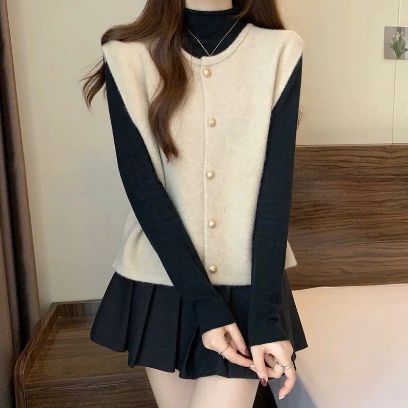 Áo Gile Len Màu Trơn Dáng Vừa Cài Khuy Đồng, Cổ Tròn Nữ Tính Phối Sơ Mi Phong Cách Vintage Chất Len Lông Thỏ Shopquacam | BigBuy360 - bigbuy360.vn