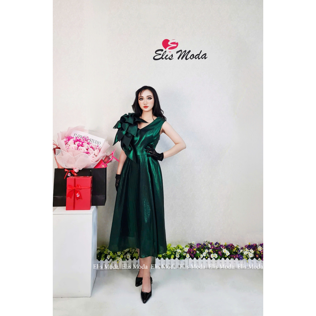 Đầm dự tiệc kết hoa thượng hạng 𝐏𝐫𝐞𝐦𝐢𝐮𝐦 𝐆𝐫𝐞𝐞𝐧 𝐎𝐫𝐜𝐡𝐢𝐝𝐬 𝐃𝐫𝐞𝐬𝐬