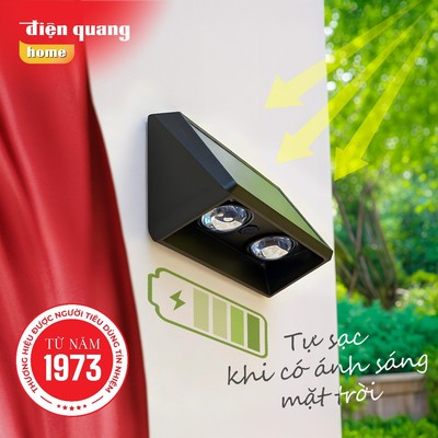 [HỎA TỐC] Đèn hắt tường 1 chiều năng lượng mặt trời Điện Quang dùng ngoài trời, có đổi màu, chống thấm nước