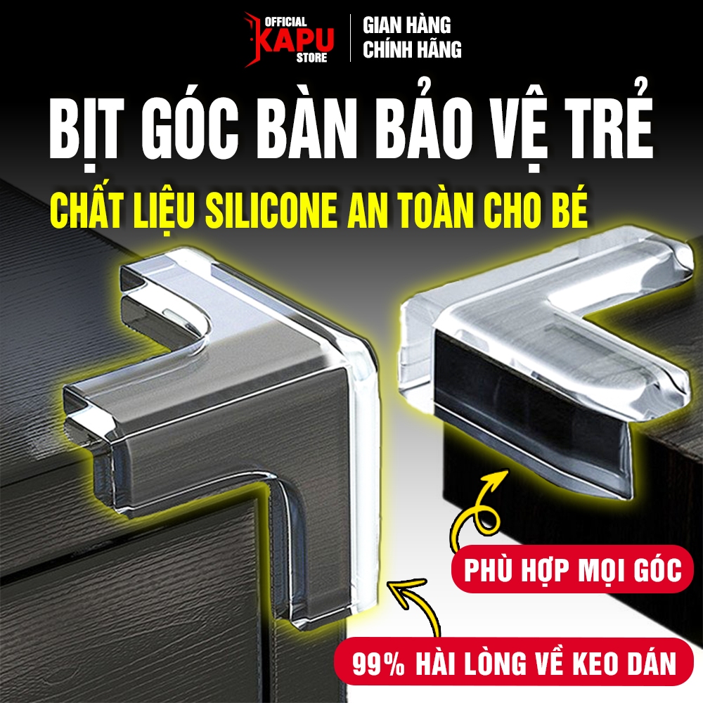 Miếng bịt góc bàn bám dính tốt trong suốt bằng Silicon chất liệu an toàn tránh va đập cho bé