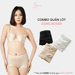  Combo 3 Quần Nữ Boxer Bravie Quần Lót Đùi Nữ Chất Liệu Vải Hem Lạnh Siêu Co Giãn Không Viền Chống Tuột BQ18C3 