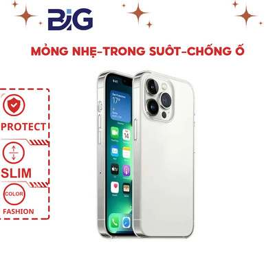 Ốp Trong Suốt Không Ố Vàng Chính Hãng Big - Dành Cho iPhone 12 Đến 16 Pro Max | Chống Ố Vàng