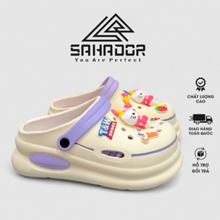 Dép sục nữ SAHADOR bít mũi có quai hậu sticker dễ thương chất liệu EVA chống trơn trượt - D7793