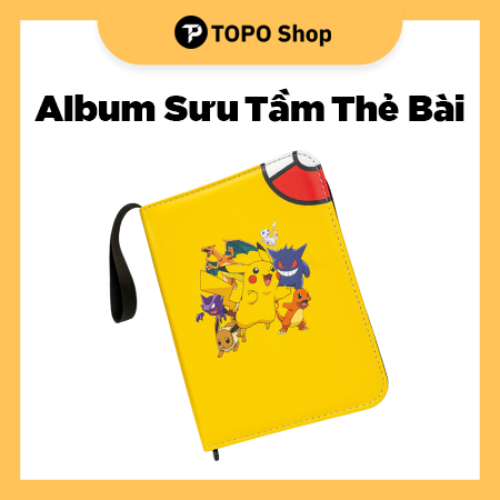 Album Binder Sưu tầm Thẻ Bài - Sổ đựng Card hình Pikachu Pokemon 2*2 Có khóa kéo