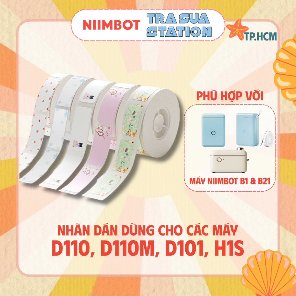 Giấy nhãn màu NIIMBOT dùng cho máy in label, nhãn dán D11H/ H1S / D101 / D110 (D Series)