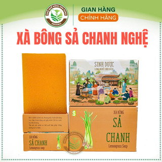 Xà bông Sả chanh HTX Sinh Dược, xà phòng thảo dược thiên nhiên tặng kèm túi lưới tạo bọt