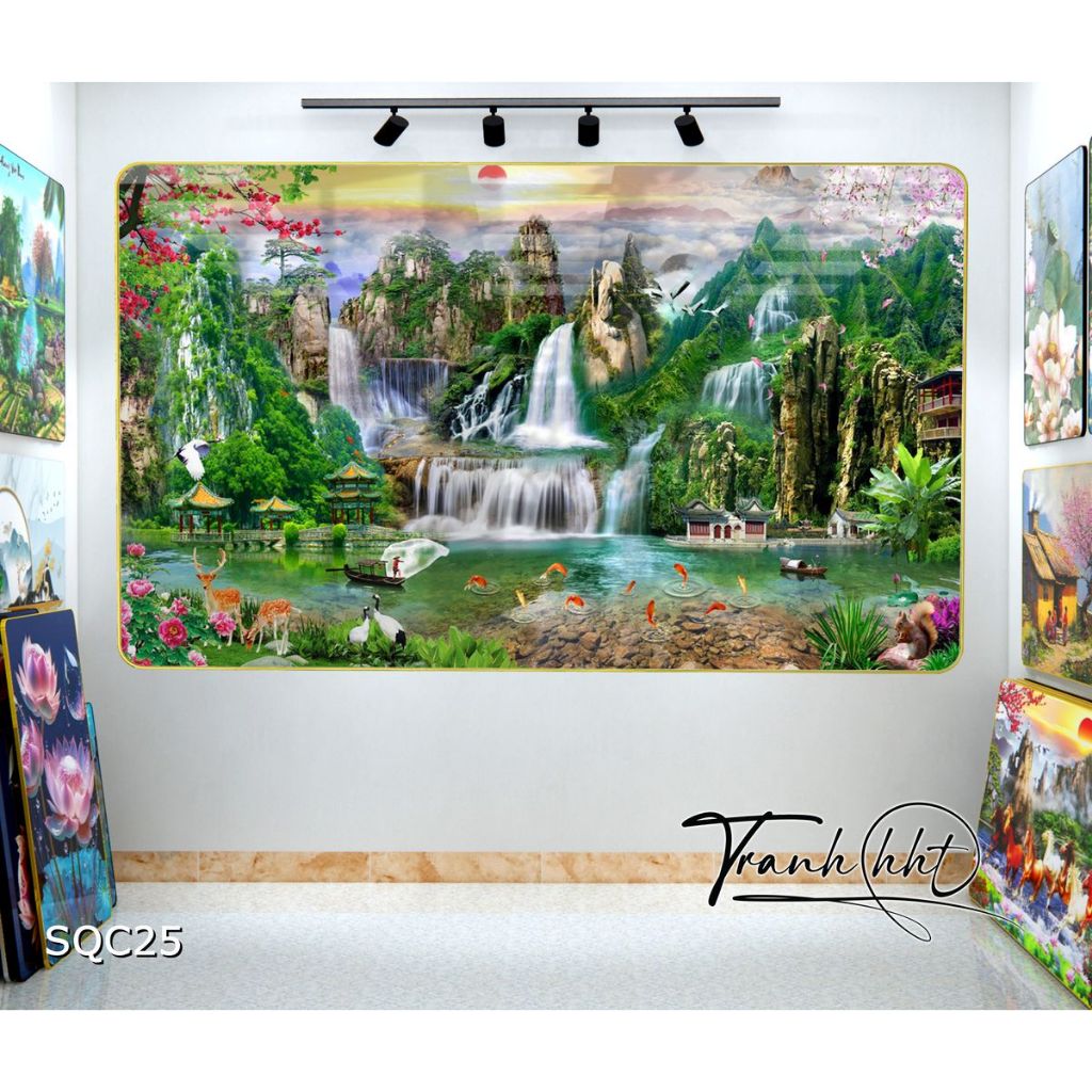 Tranh tráng gương treo tường phong thủy sơn mạch trường tồn treo tường SQC25