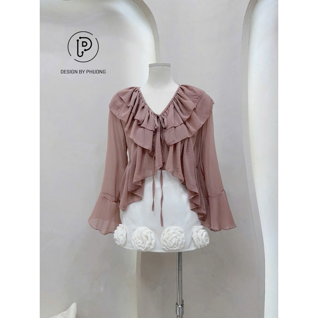 Set Áo Voan Lụa + Chân Váy Hoa 3D Cực Xinh - Thiết Kế Tiểu Thư Sang Chảnh, Phong Cách Hàn Quốc Hot Trend 2025