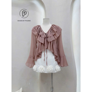 Set Áo Voan Lụa + Chân Váy Hoa 3D Cực Xinh - Thiết Kế Tiểu Thư Sang Chảnh, Phong Cách Hàn Quốc Hot Trend 2025