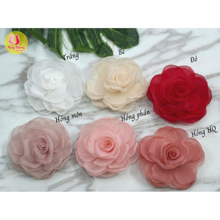 (Combo 2 bông) Hoa voan đeo cổ choker H22 đeo tay múa, hoa múa biểu diễn, hoa cài áo, hoa cài váy