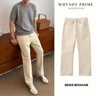 Quần Jean Nam Ống Suông Đứng màu Be Beige Regular WN PRIME, Quần Bò Nam Nữ Form Suông Rộng Có BigSize