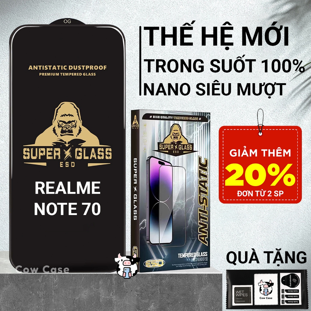 Kính cường lực Realme Note 70 Cowcase full màn | Miếng dán bảo vệ màn hình cho Realme
