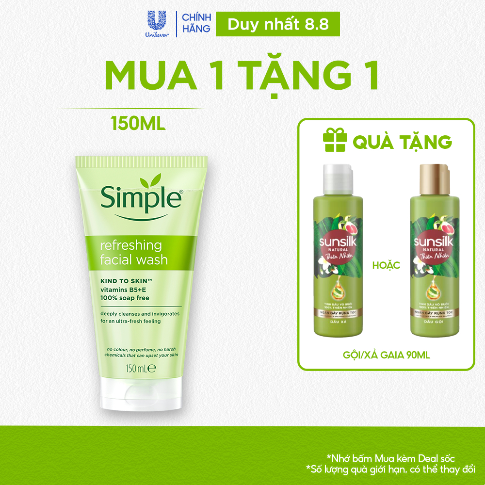 [DIỆN MẠO MỚI] Sữa Rửa Mặt Simple lành tính và hiệu quả cho mọi loại da 150ml