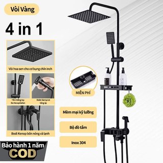 Inox 304 Bộ Vòi Hoa Sen Hình Vuông Đứng Nóng Lạnh Sen Tắm Tăng Áp Cao Tiết Kiệm Nước
