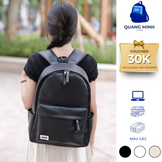[GIÁ MỞ BÁN] Balo da PU trơn đi học kiểu dáng basic cho cả nam và nữ, chống nước, đựng vừa laptop 16,5 inch