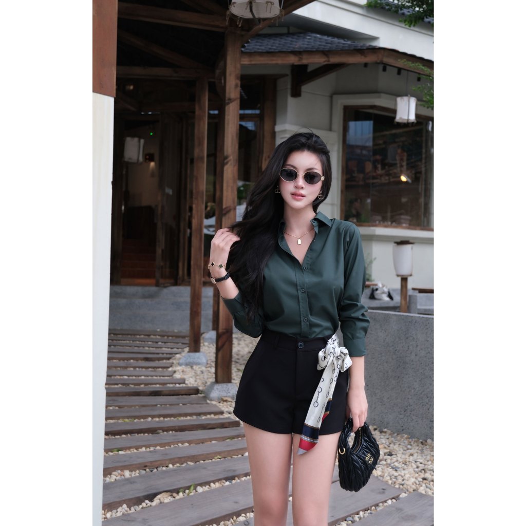 Áo sơ mi nữ GILLEE (nhiều màu) dáng classic trơn vải Kate lụa  thoải mái cao cấp thanh lịch công sở FAS383 | BigBuy360 - bigbuy360.vn