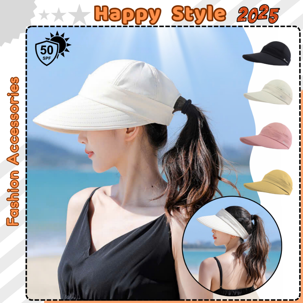 Nón Chống Nắng Vành Rộng Thiết Kế 2 in 1 Có Thể Đội Hở Chóp Chất Vải Kaki Hàn Cao Cấp N270