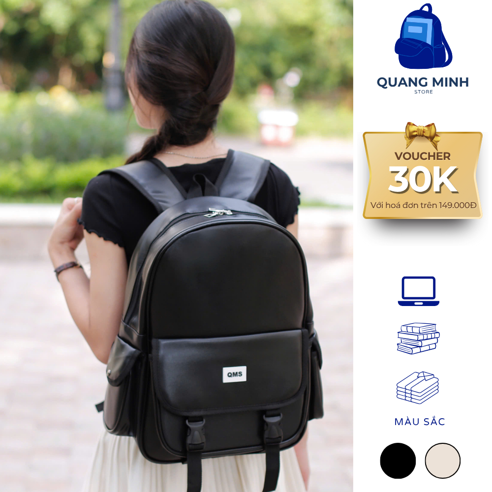 [GIÁ MỞ BÁN] Balo da PU thời trang nam nữ nhiều ngăn form đứng chống nước đựng vừa laptop