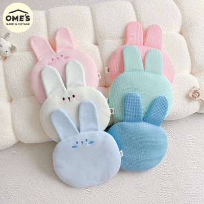 Gối Mỏng Sơ sinh Trần Bông Hình Thỏ OME'S KidAndMom Mềm Mịn Cho Bé Rộng 30cm Thoáng Khí An Toàn