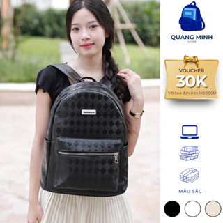 [GIÁ MỞ BÁN] Balo da PU họa tiết kẻ caro thời trang nam nữ đi học đi chơi nhiều ngăn chống nước đựng vừa laptop 15.6inch